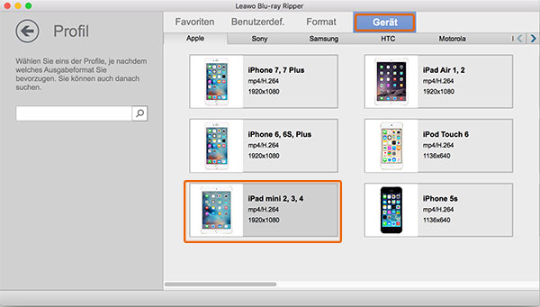 bluray ipad format auswählen mac