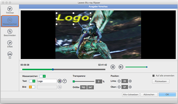blu-ray ripper mac wasserzeichen hinzufügen